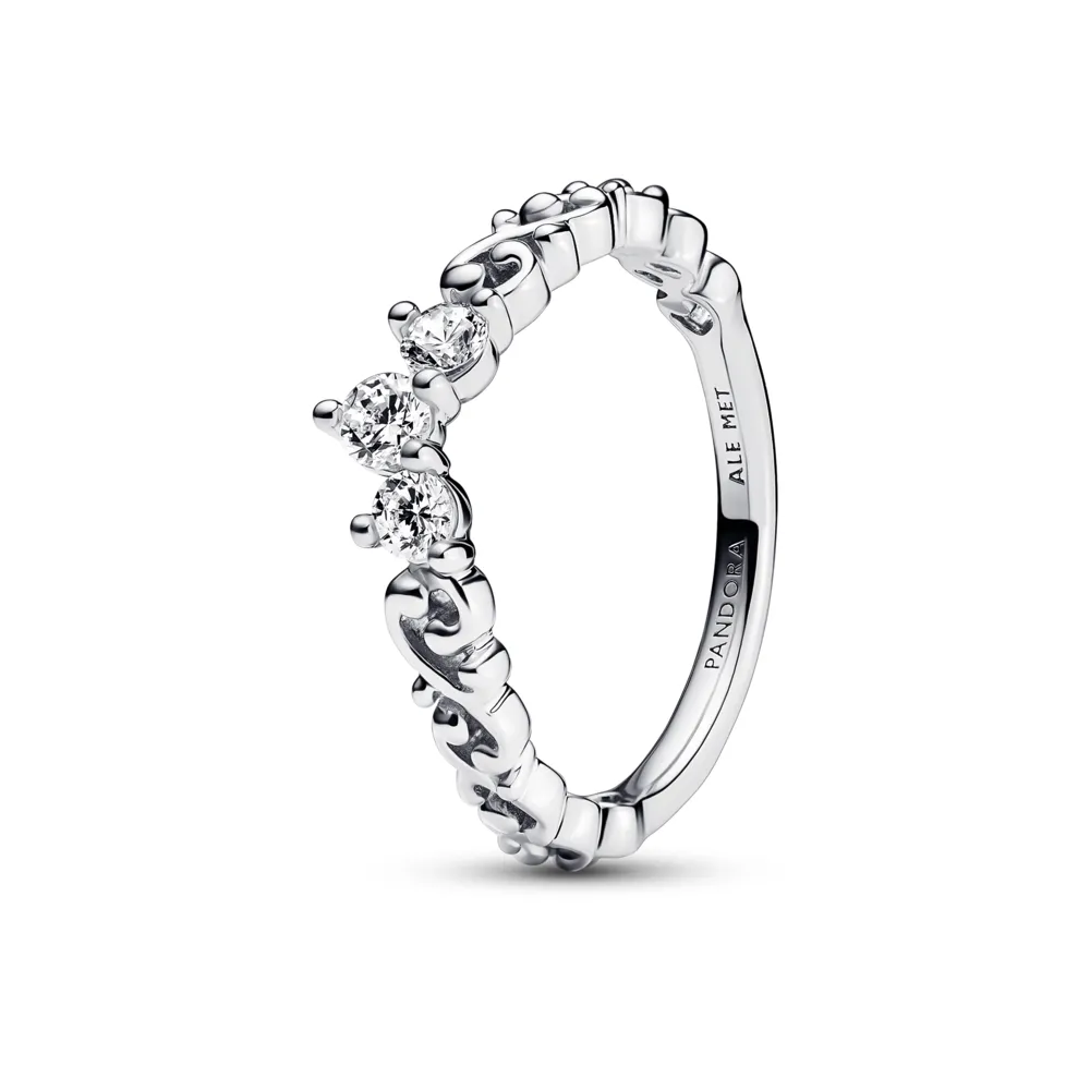 PANDORA Silver Regal tiara sterling silver ring with clear cubic zirconia