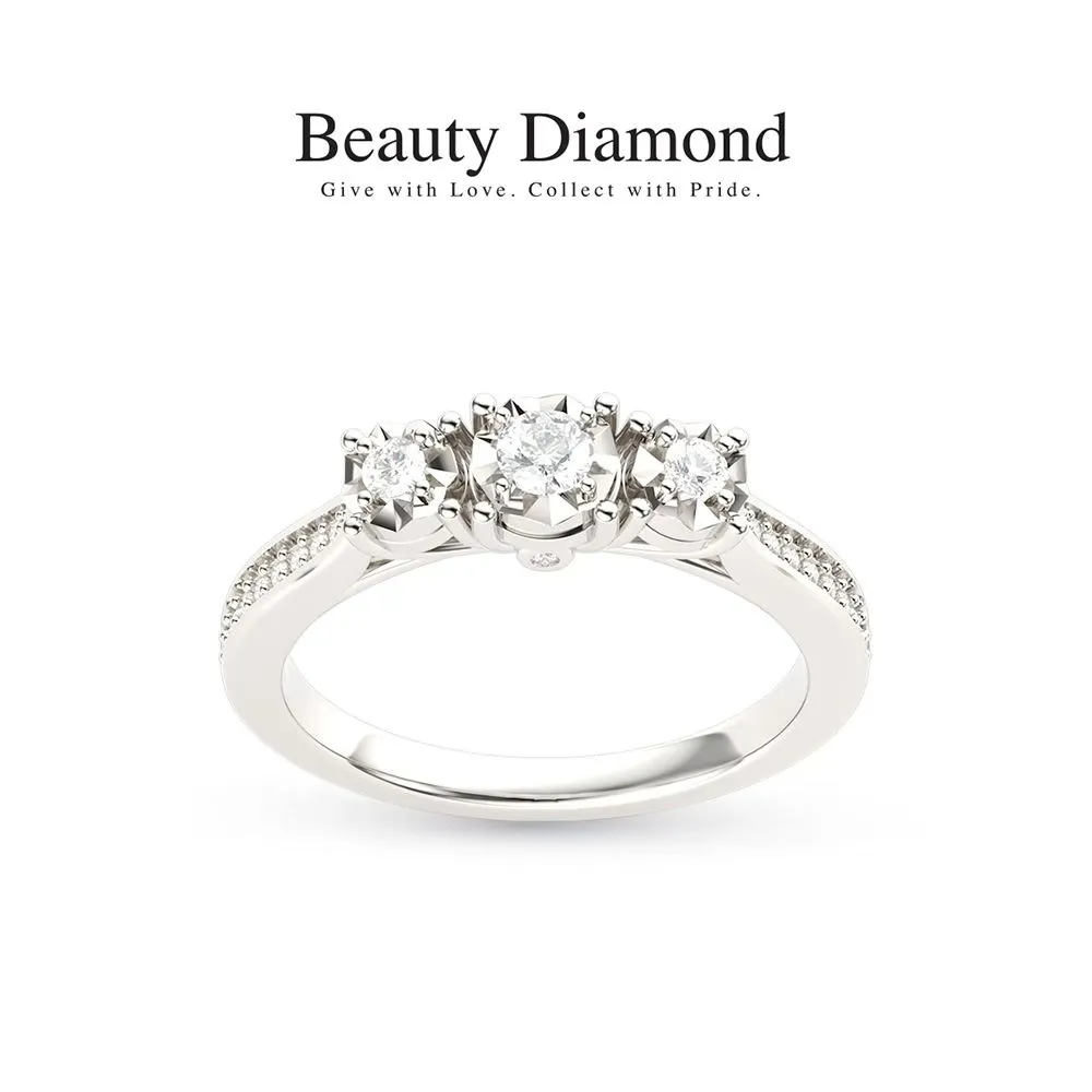 BEAUTY DIAMOND White Nicke Beauty Diamond lThree Stone E Color Diamond