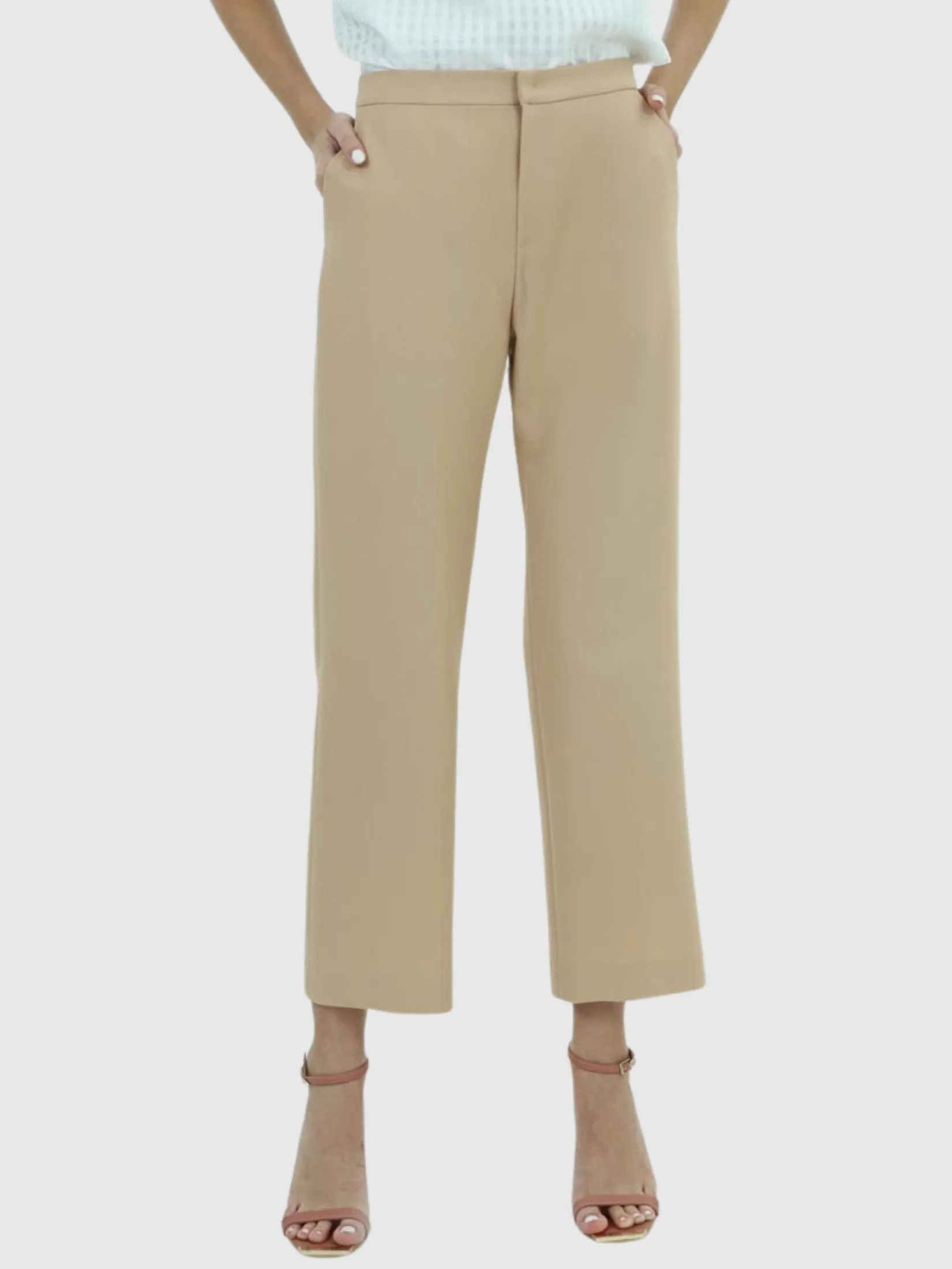 VERONIQA Women Pants Trousers Moss Crepe Beige