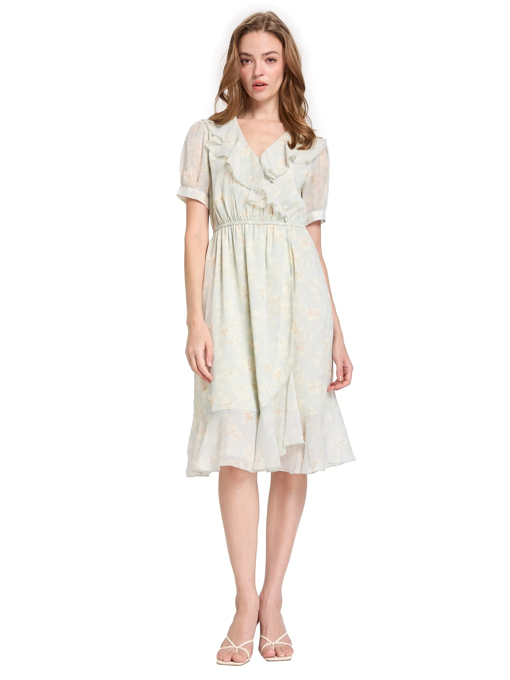 FOF Women Mini Dress with Flare Skirt Green