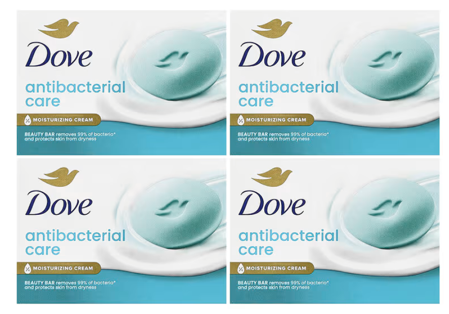 Dove, Care & Protect, косметическое средство с антибактериальным эффектом, 4 батончика по 106 г (3,75 унции)