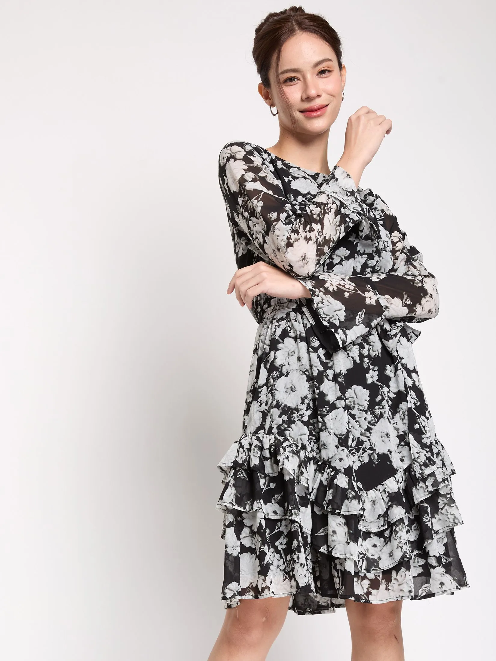 FOF Women Dress Flare Skirt Black