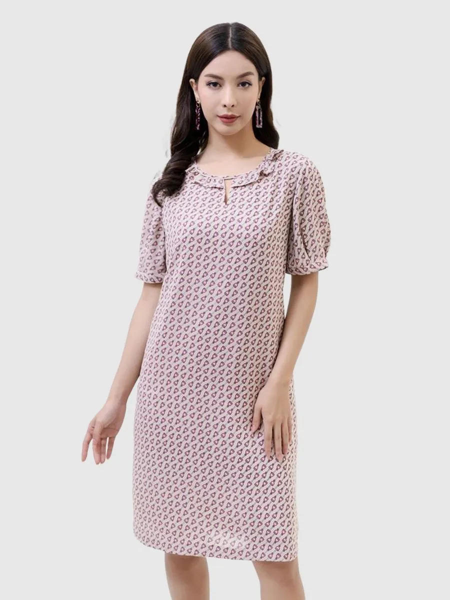 VERONIQA Women Dress Chiffon Dobby Beige