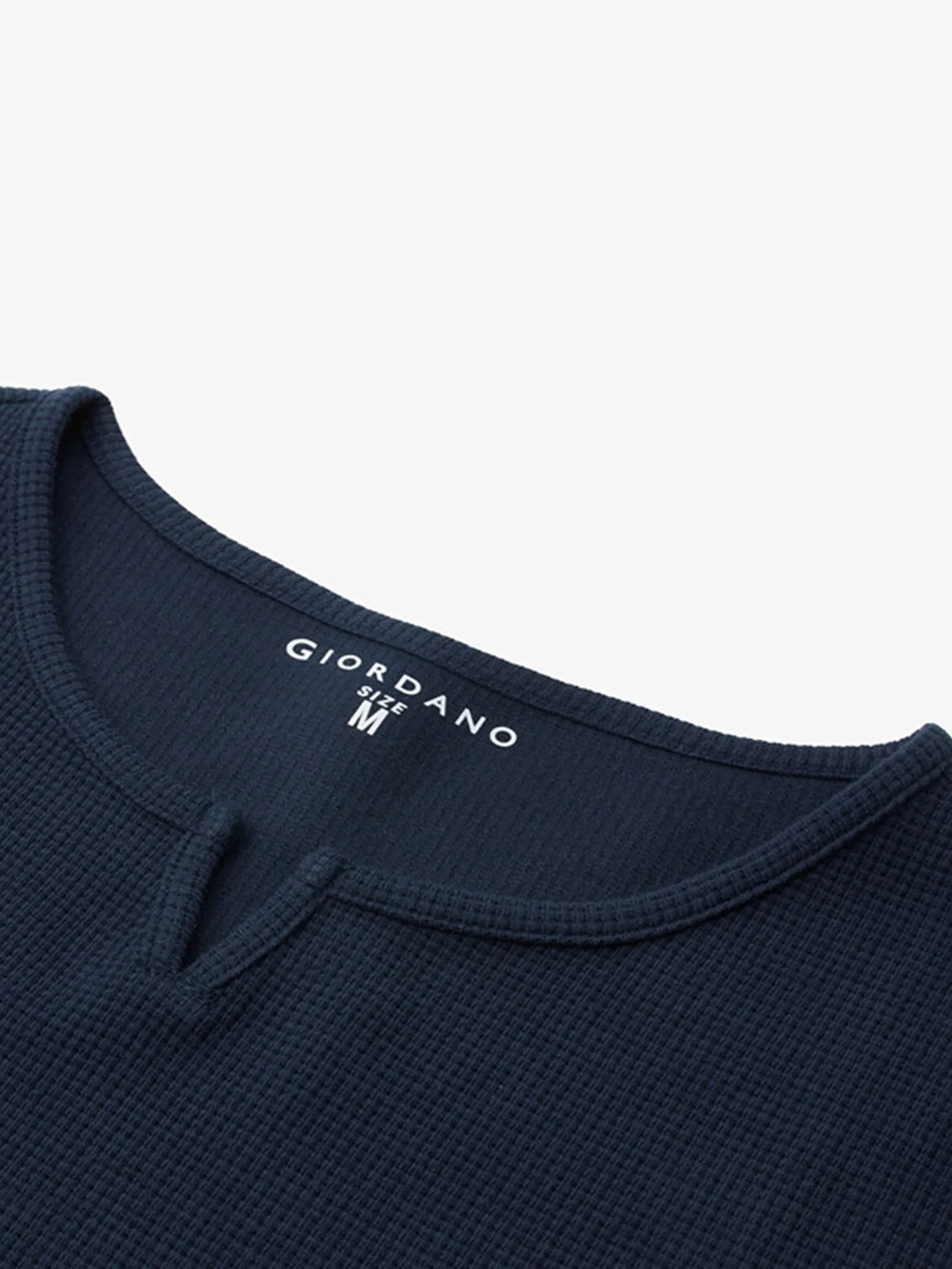 GIORDANO Women's Beau Monde Waffle Patchwork T-shirt Navy Blue