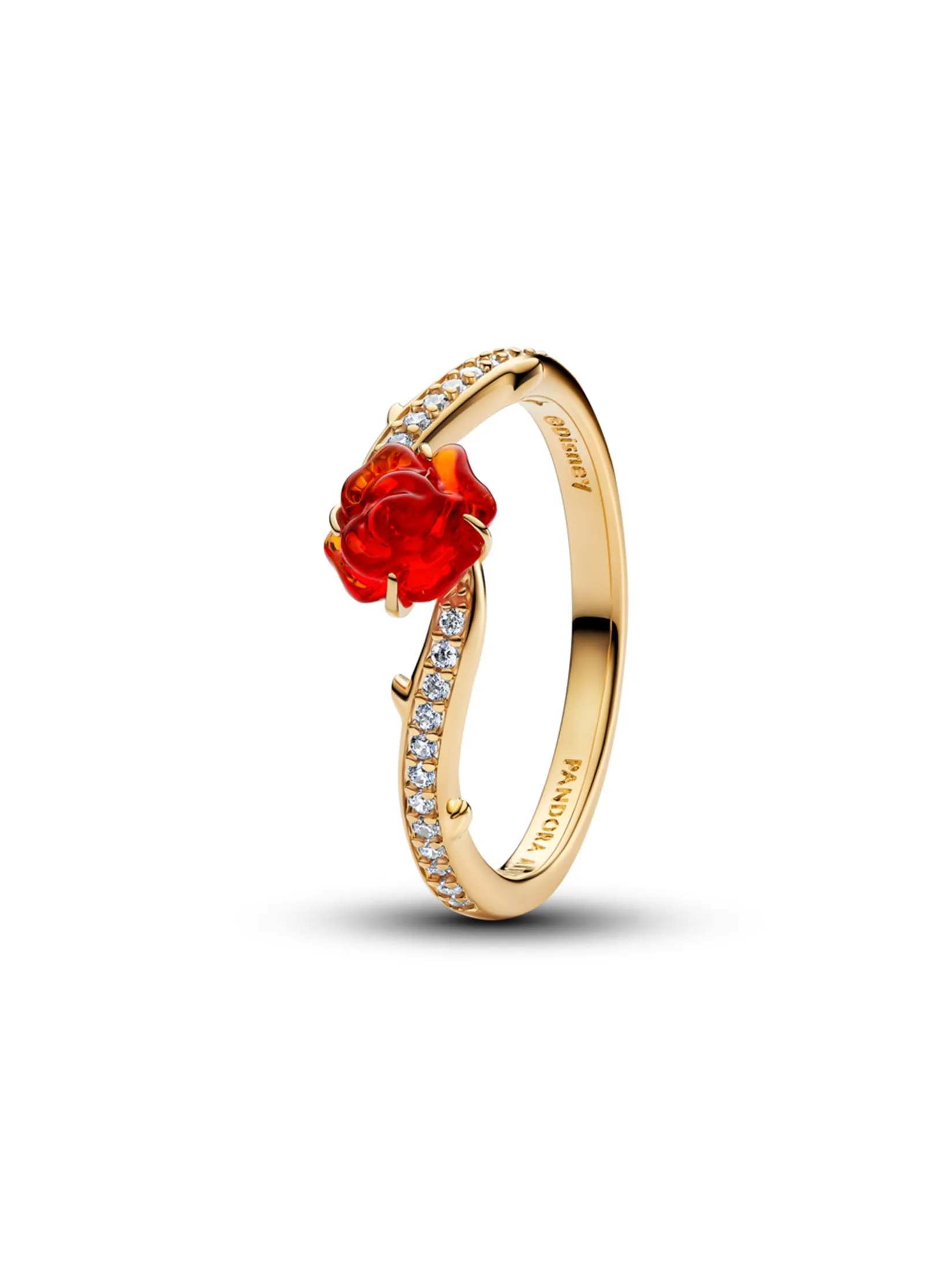 PANDORA Gold Disney Beauty and the Beast Enchanted Rose Ring