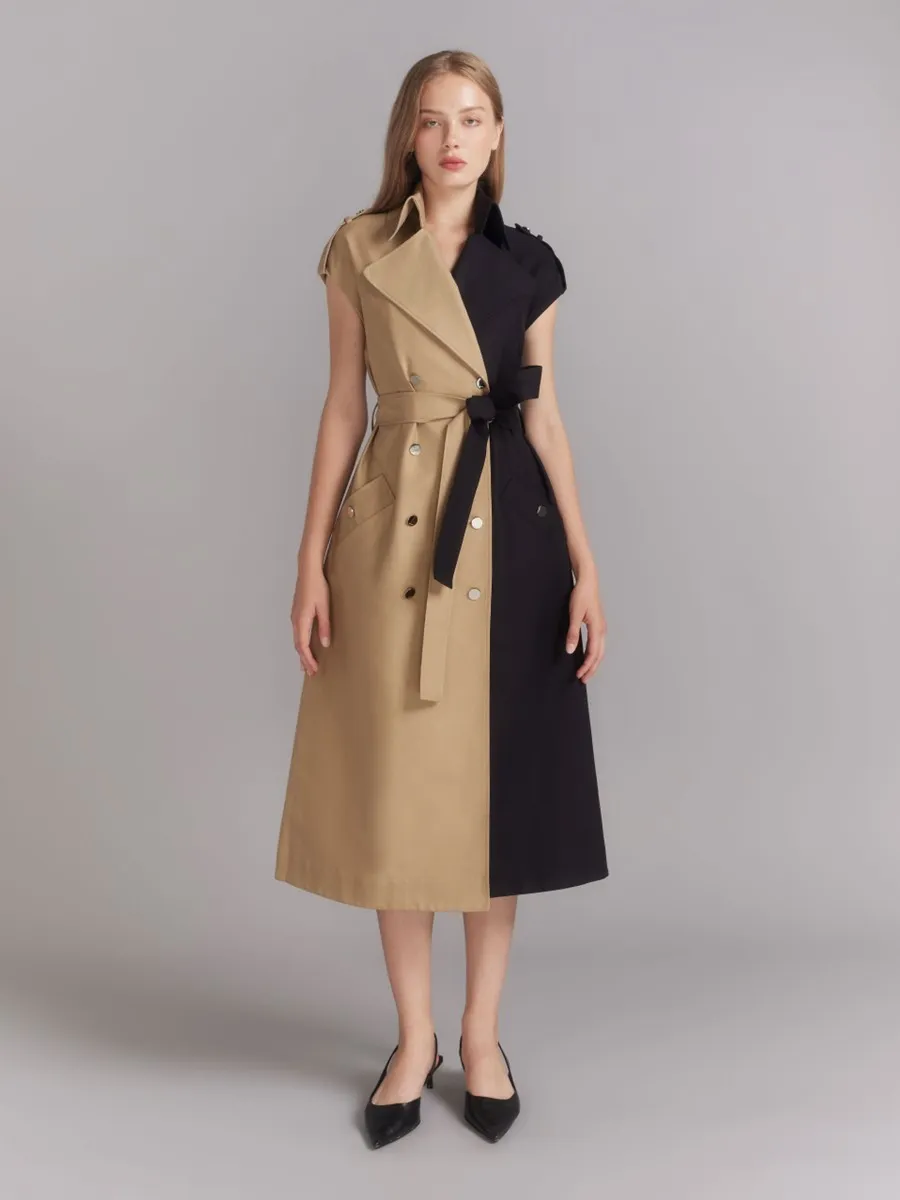 ASAVA (AW23) Bicolored Women Trench Dress Black Size - L