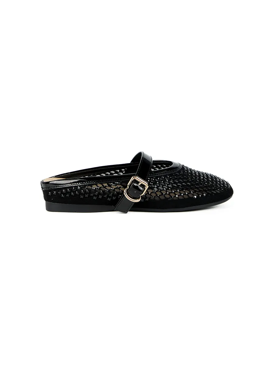 SHU WOMEN  DGB MARY JANE FLATS - BLACK