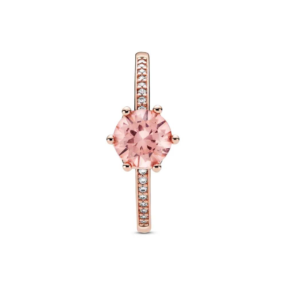 PANDORA Bronze Pink Sparkling Crown Solitaire Ring