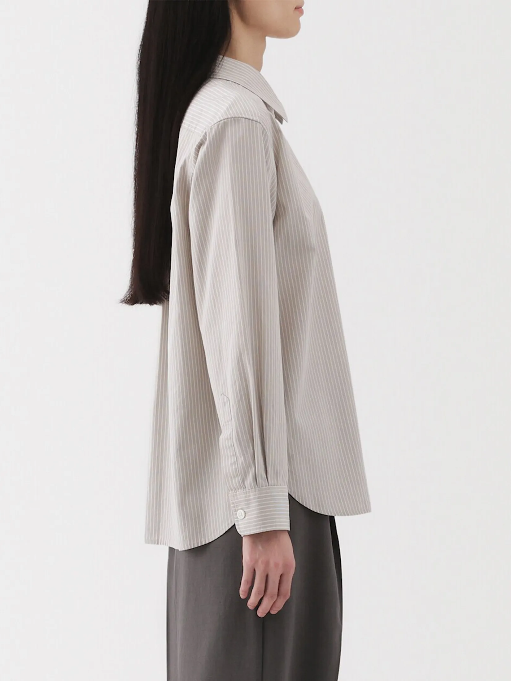 MUJI Women Shirt Long Sleeves Regular Broadcloth