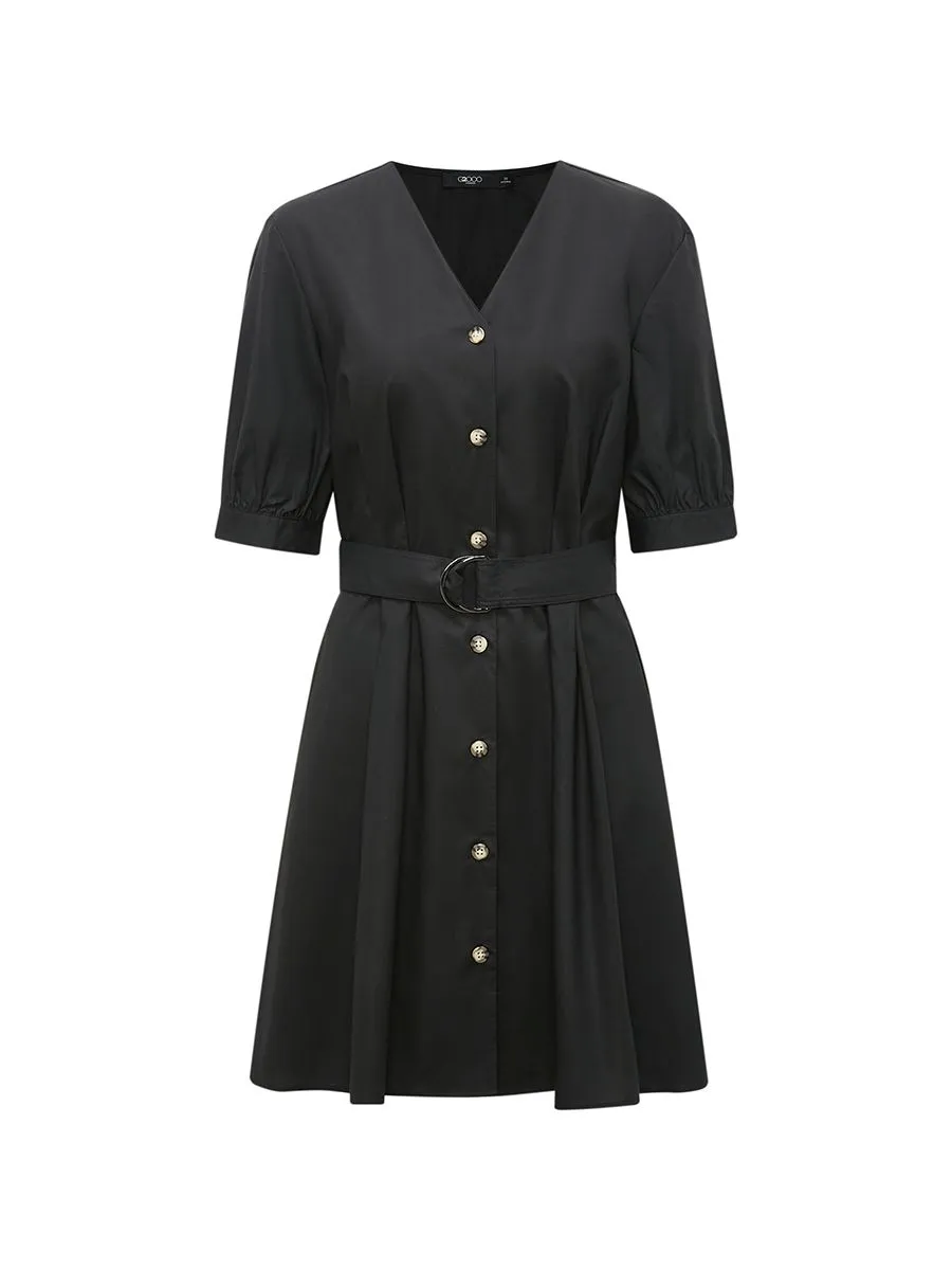 G2000 Women Clothing Cotton Tencel Shirt Dress Fit & Flare Shape - Black