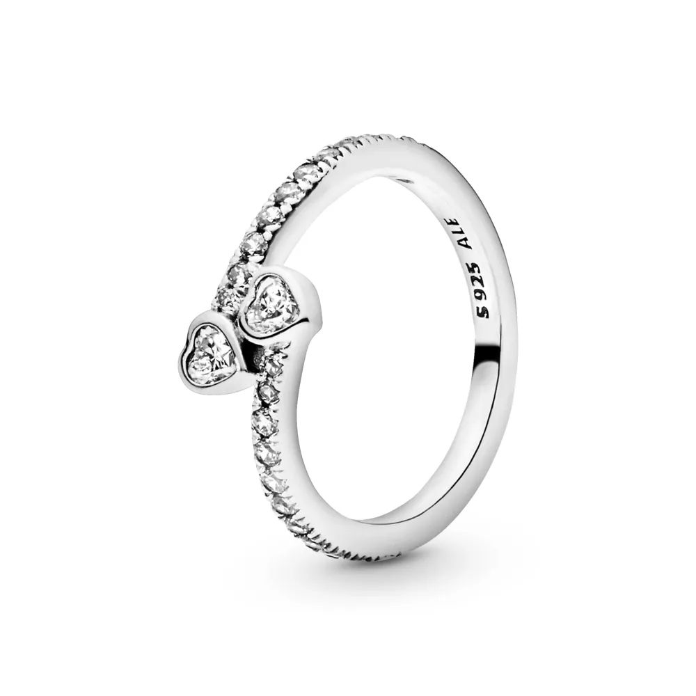 PANDORA Silver Hearts silver ring with clear cubic zirconia