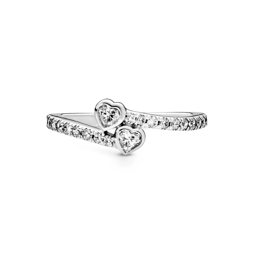 PANDORA Silver Hearts silver ring with clear cubic zirconia