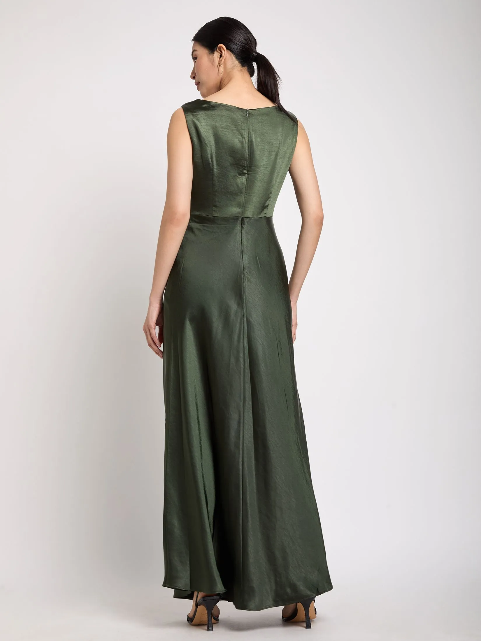 EXPRESSIONS EVENING Women Dress Sleeveless Cowl Neck Satin Maxi