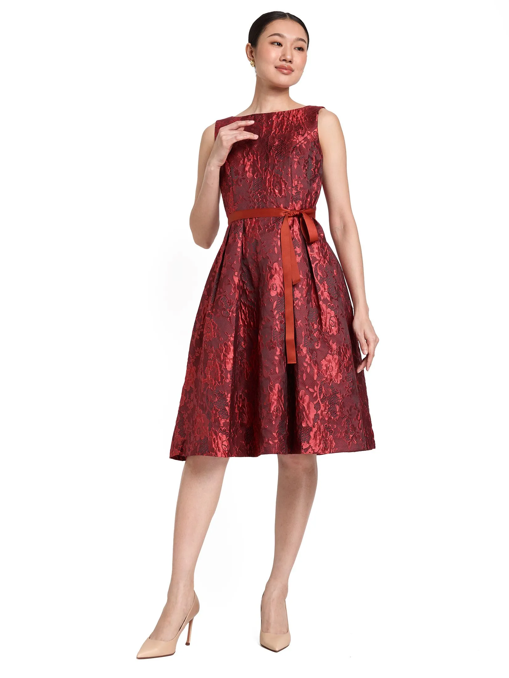 EXPRESSIONS EVENING Women Midi Dress Sleeveless Textured Jacquard