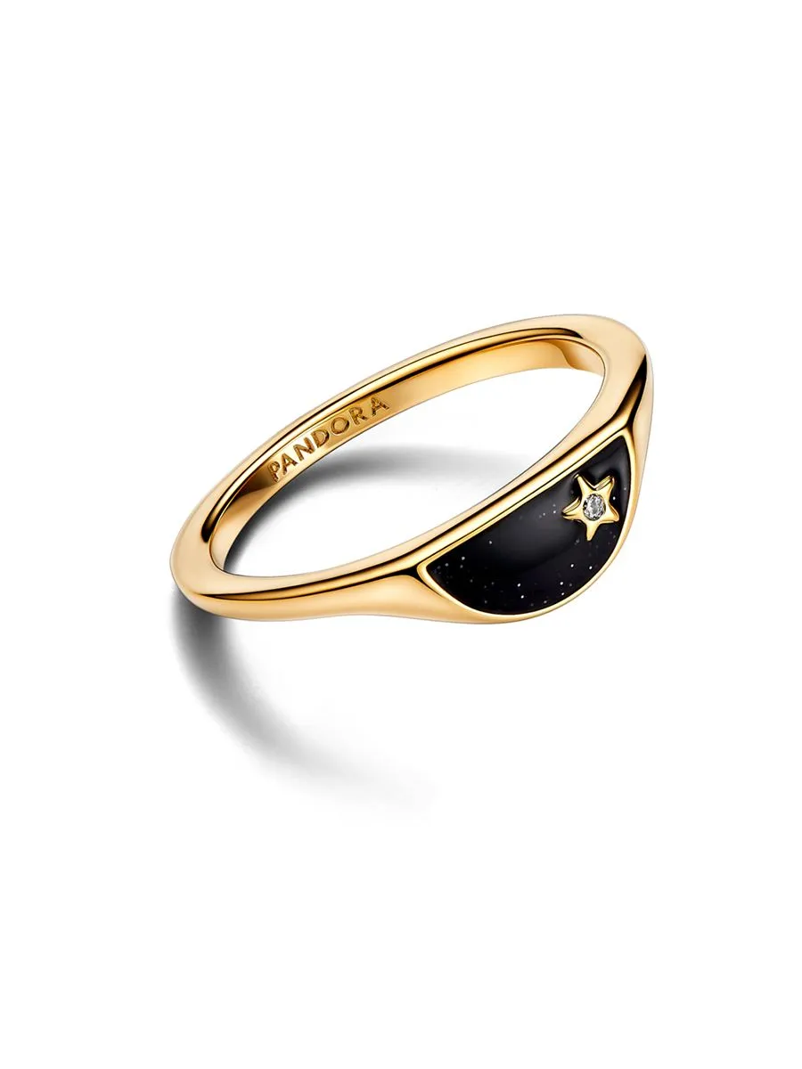 PANDORA Gold Signet 14k gold-plated ring