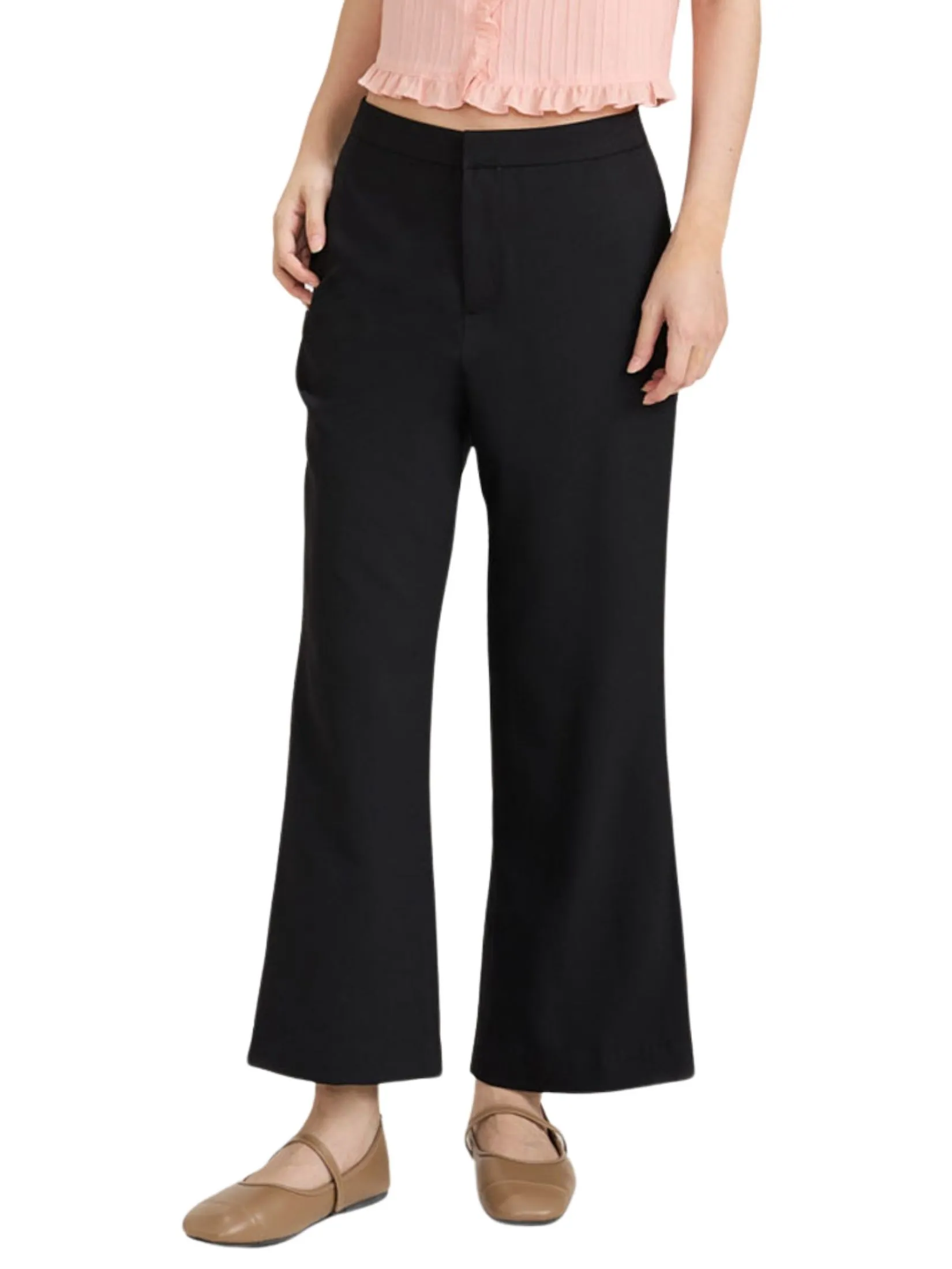 AMILA Women Pants Trousers Moss Crepe Black