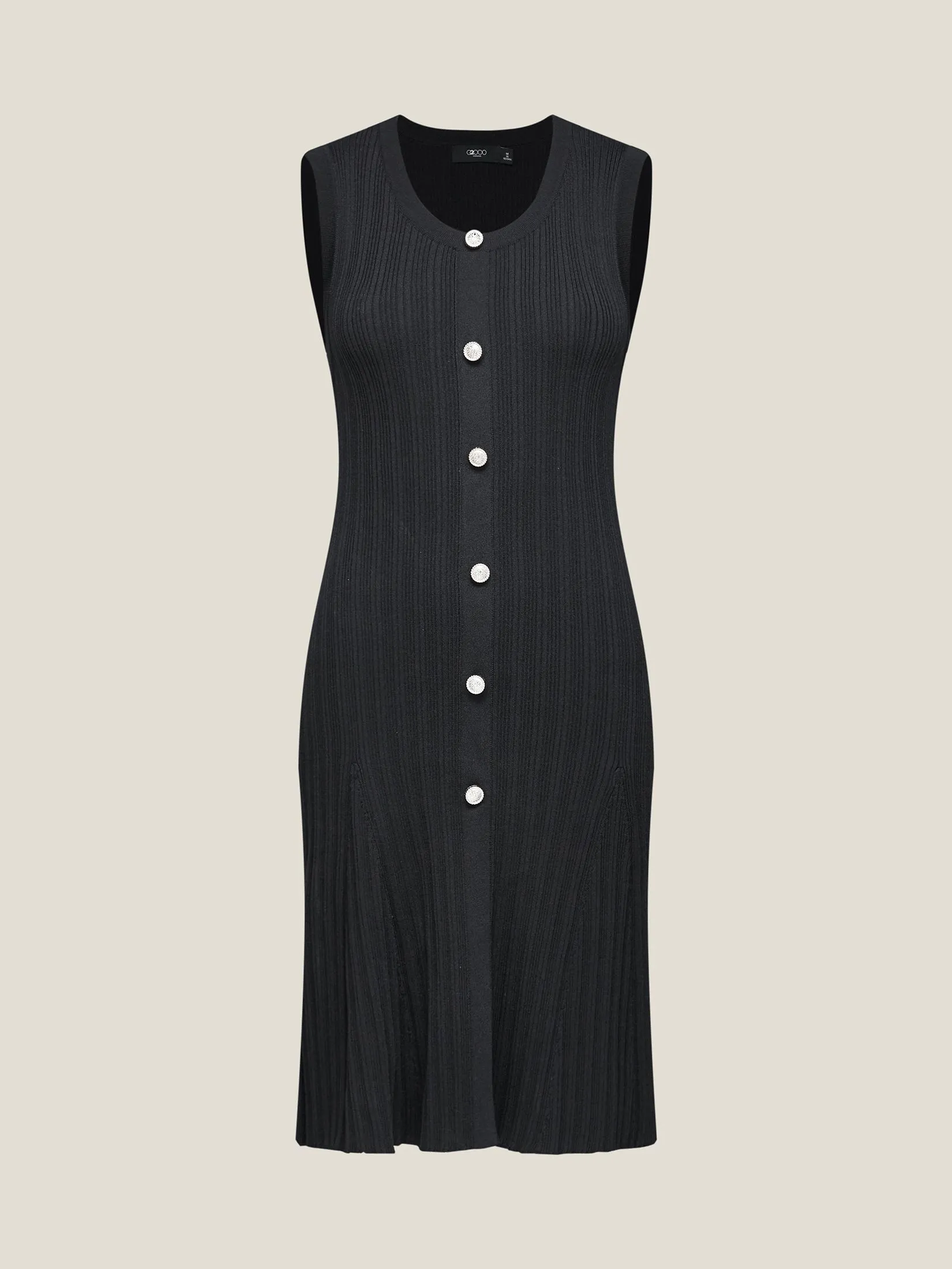 G2000 Women Clothing Crew Neck Rib Sweater Dress  A-Shape - Black Size - L