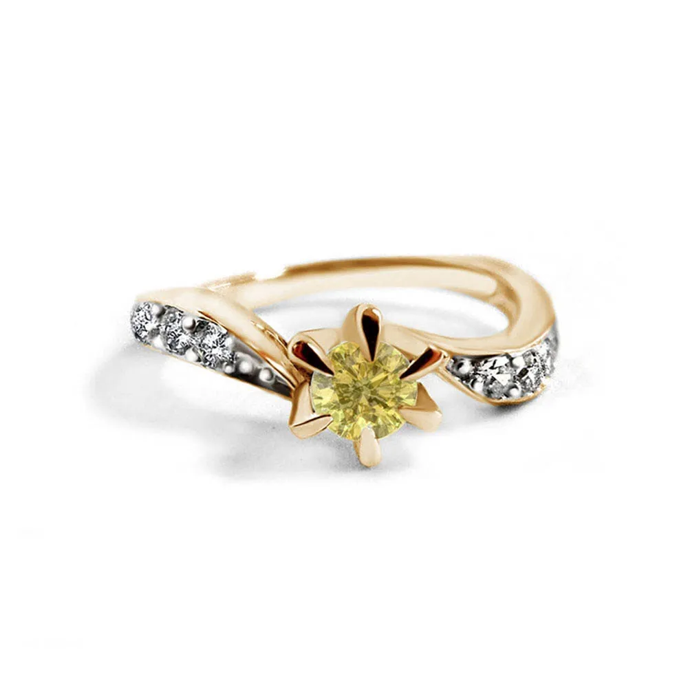 FINEJEWELTHAI [Made By Order] Women  sterling silver Ring with  Yellow Sapphire and Diamond Cz Pink Gold