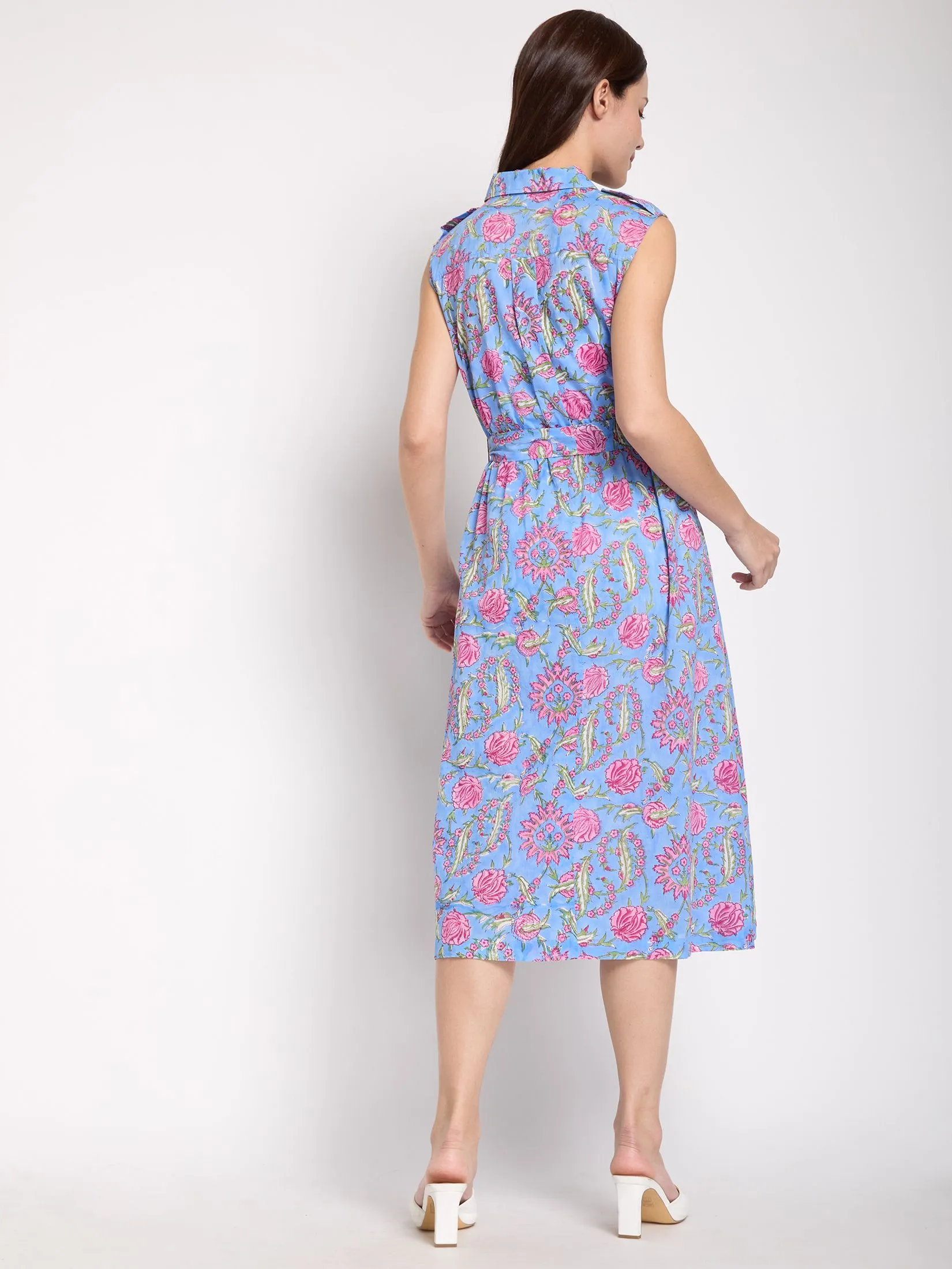 ALUMNUS Women Dress Sleeveless Collar Neck Print