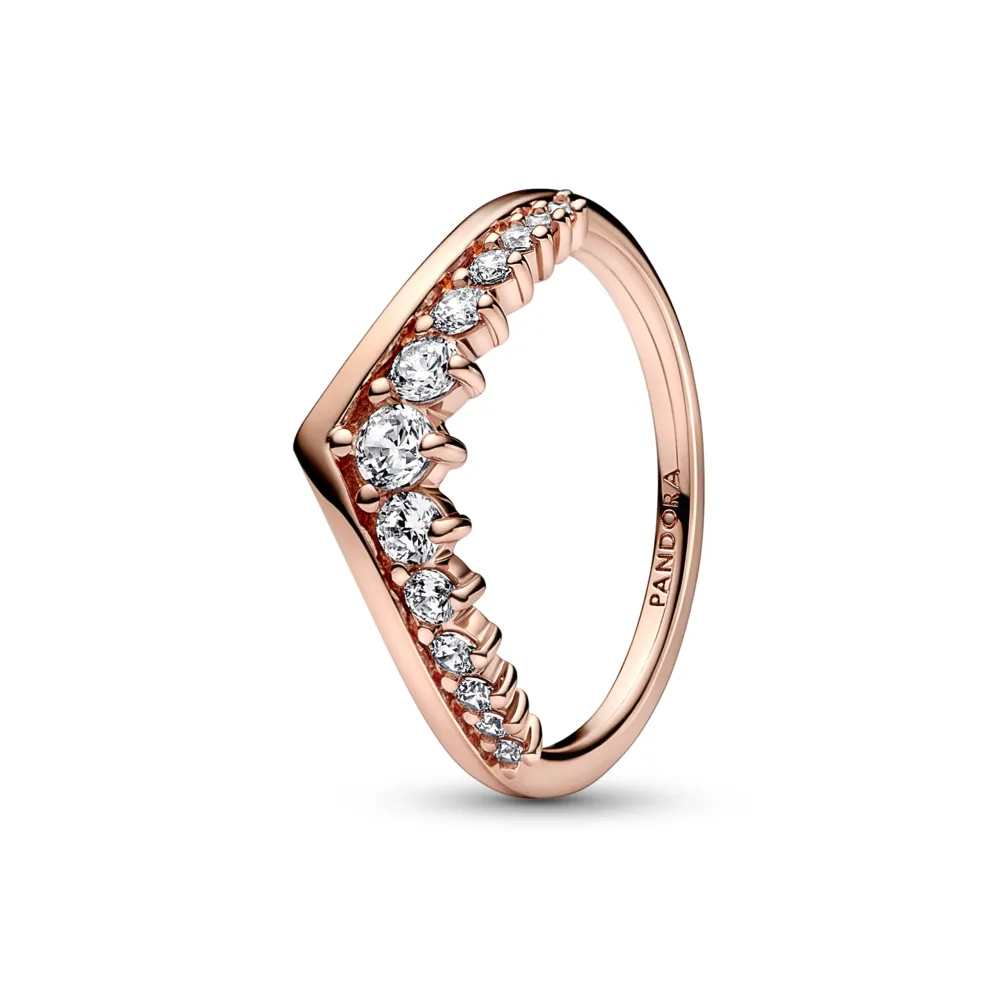PANDORA Rose 14k Rose gold-plated ring with clear cubic zirconia