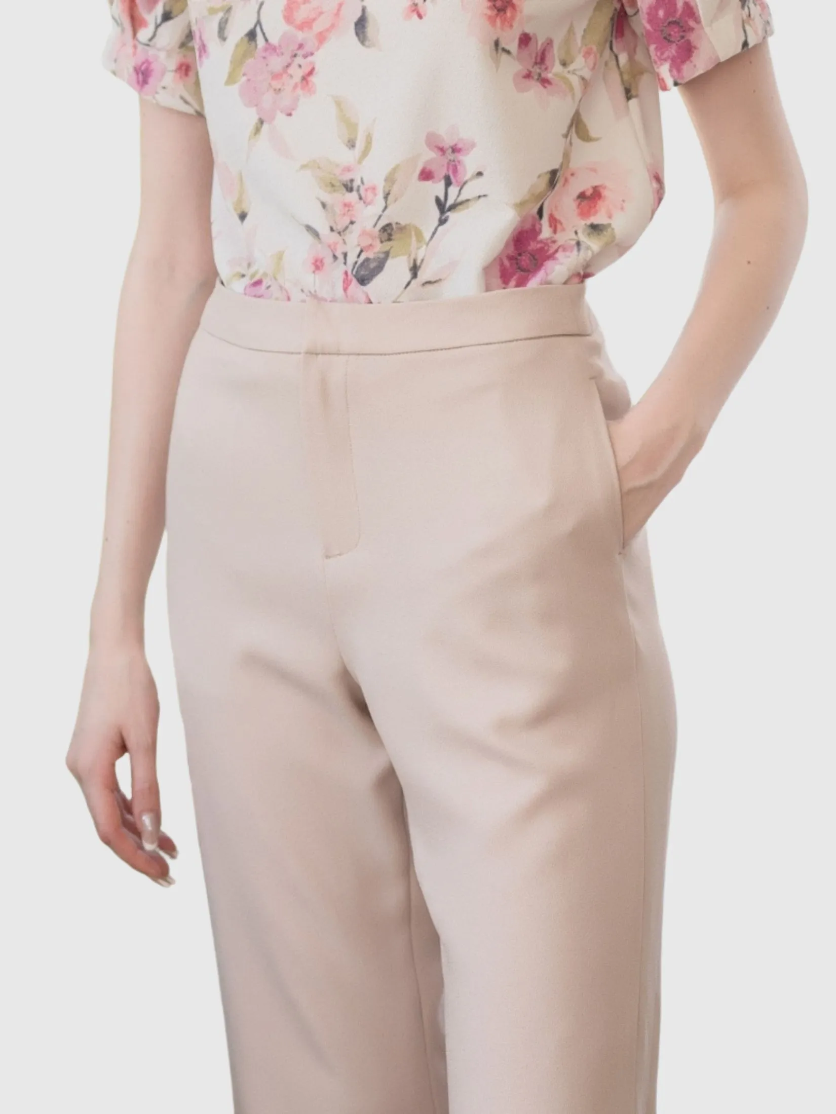 AMILA Women Pants Trousers Moss Crepe Khaki