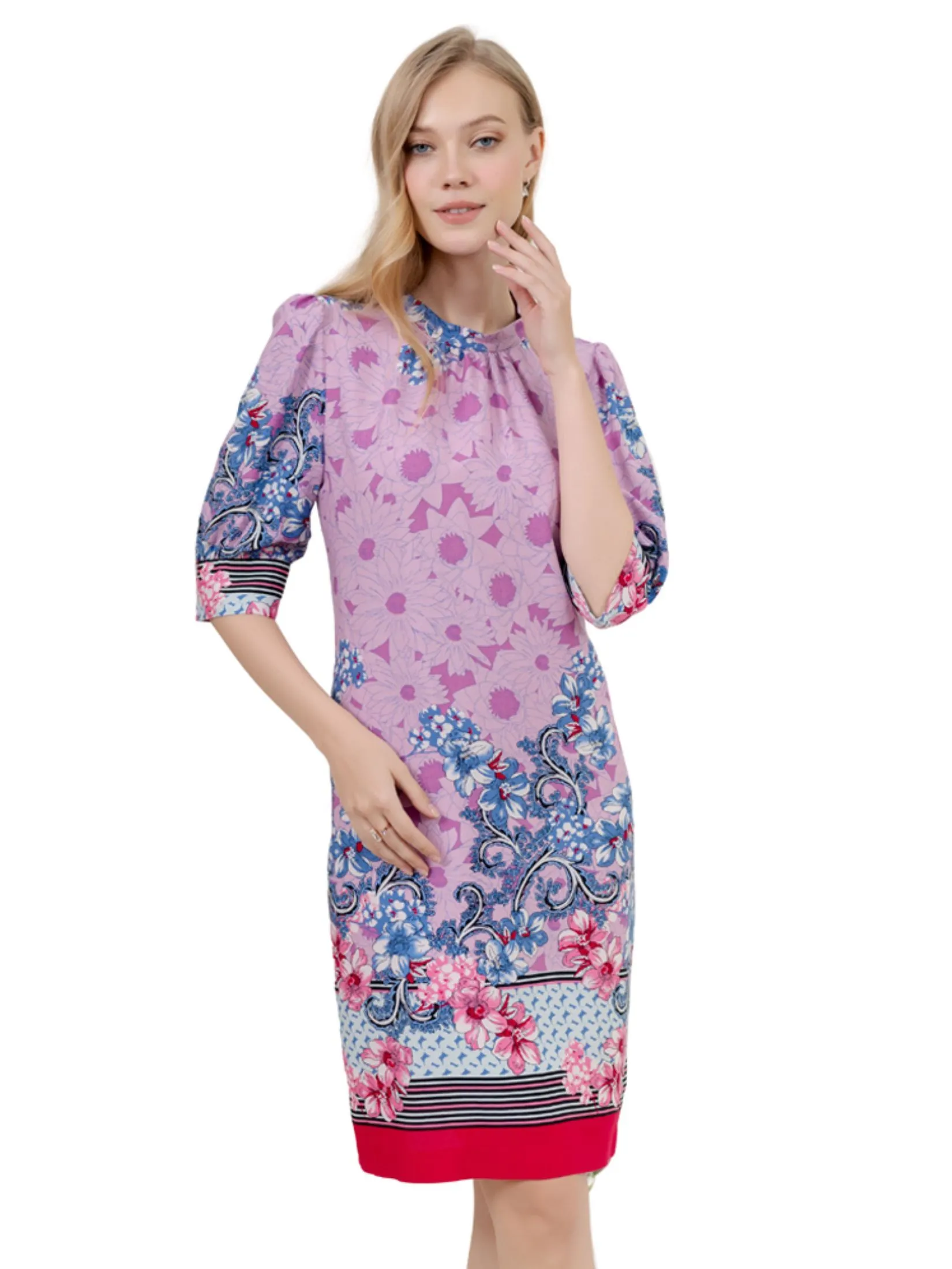 VERONIQA Women Dress Cotton Rayon Pink Size - M