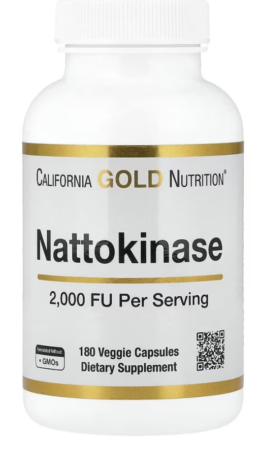 California Gold Nutrition, наттокиназа, протеолитический фермент, 2000 FU, 180 растительных капсул