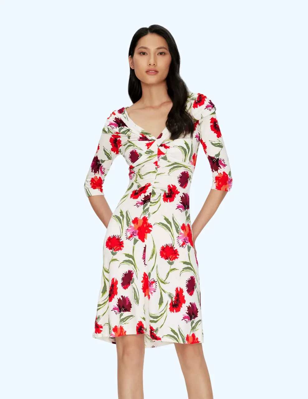 DIANE VON FURSTENBERG DVF JIM DRESS DIANTHUS LARGE MED RED Size - L