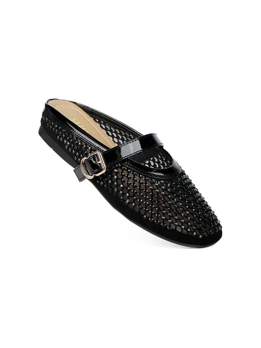 SHU WOMEN  DGB MARY JANE FLATS - BLACK