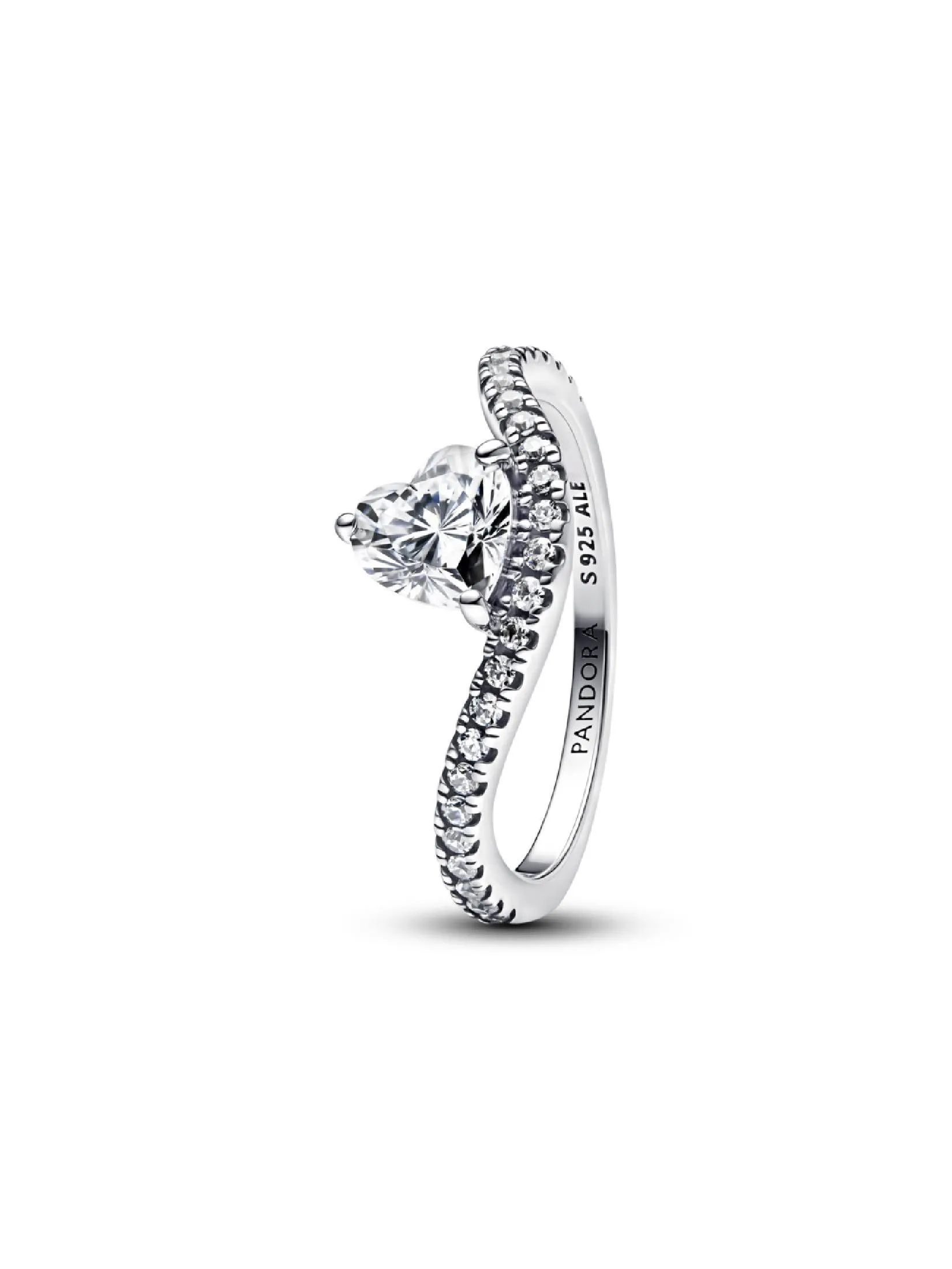 PANDORA Silver Pandora Wave heart sterling silver ring