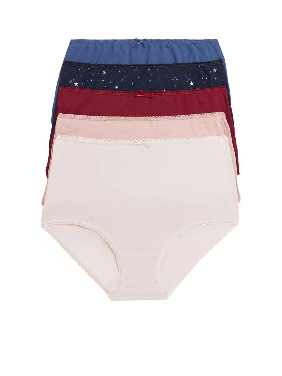 MARKS & SPENCER 5pk Cotton Rich Lycra Full Briefs T614328F