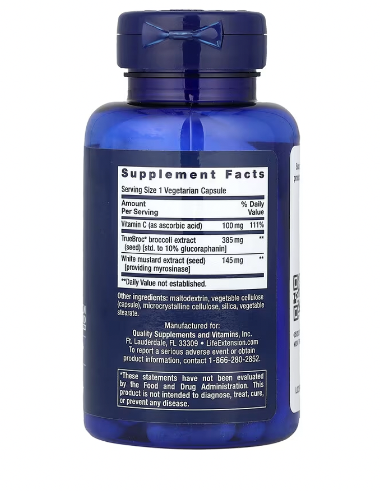 Life Extension, Оптимизированная брокколи и мирозиназа, 30 вегетарианских капсул