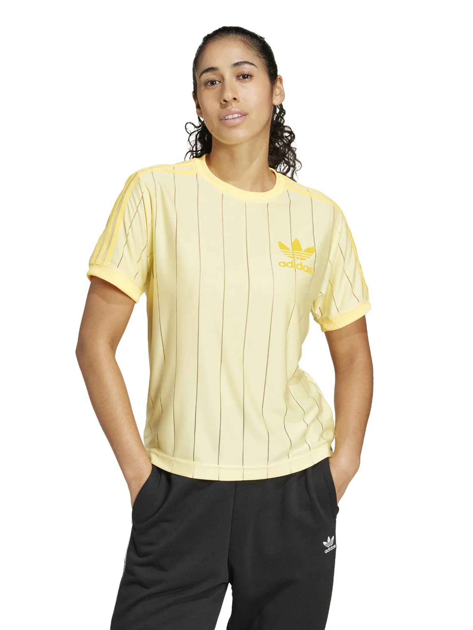ADIDAS Women T-Shirt 3-Stripes Almost Yellow