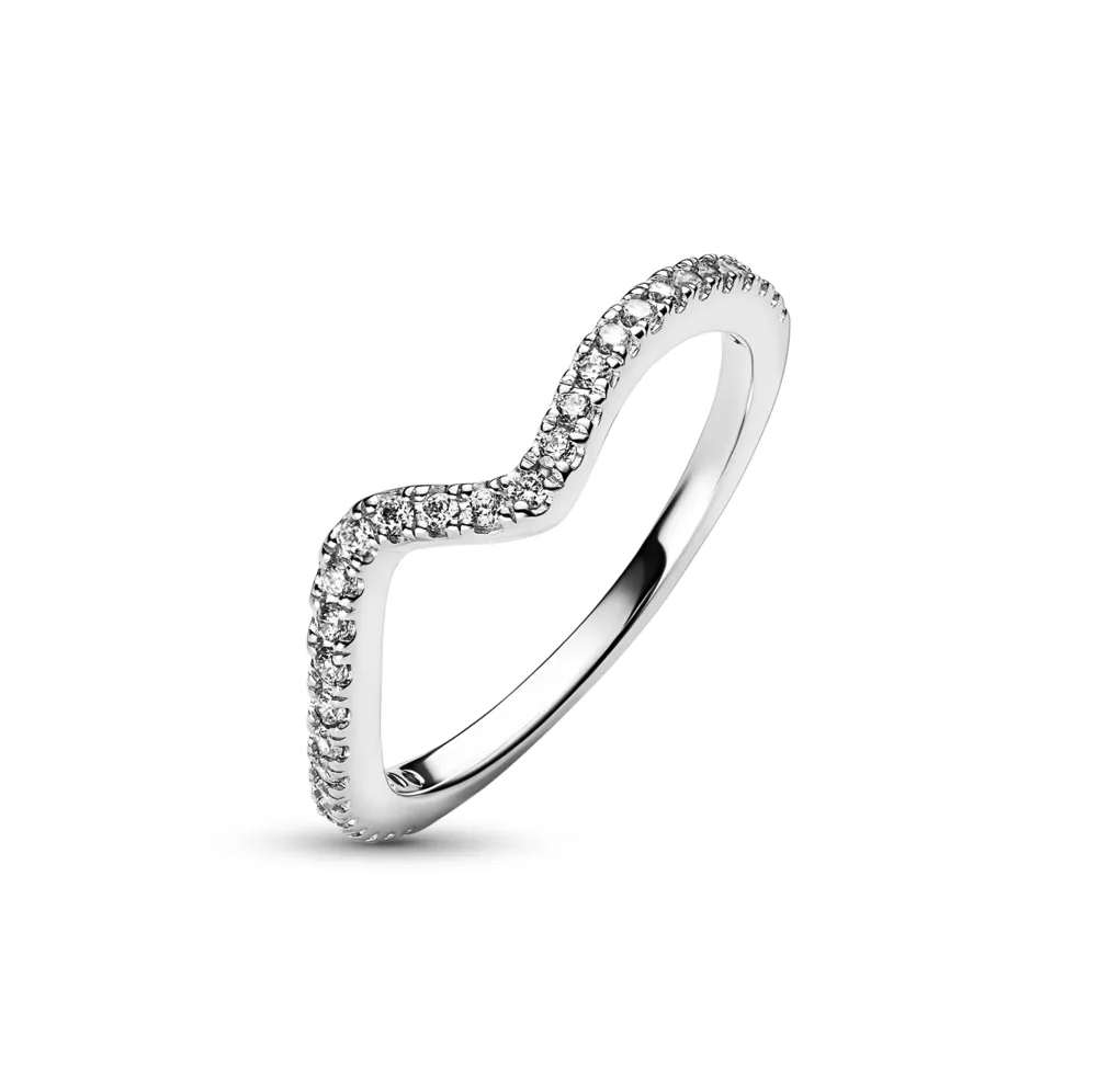 PANDORA Silver Wave sterling silver ring with clear cubic zirconia