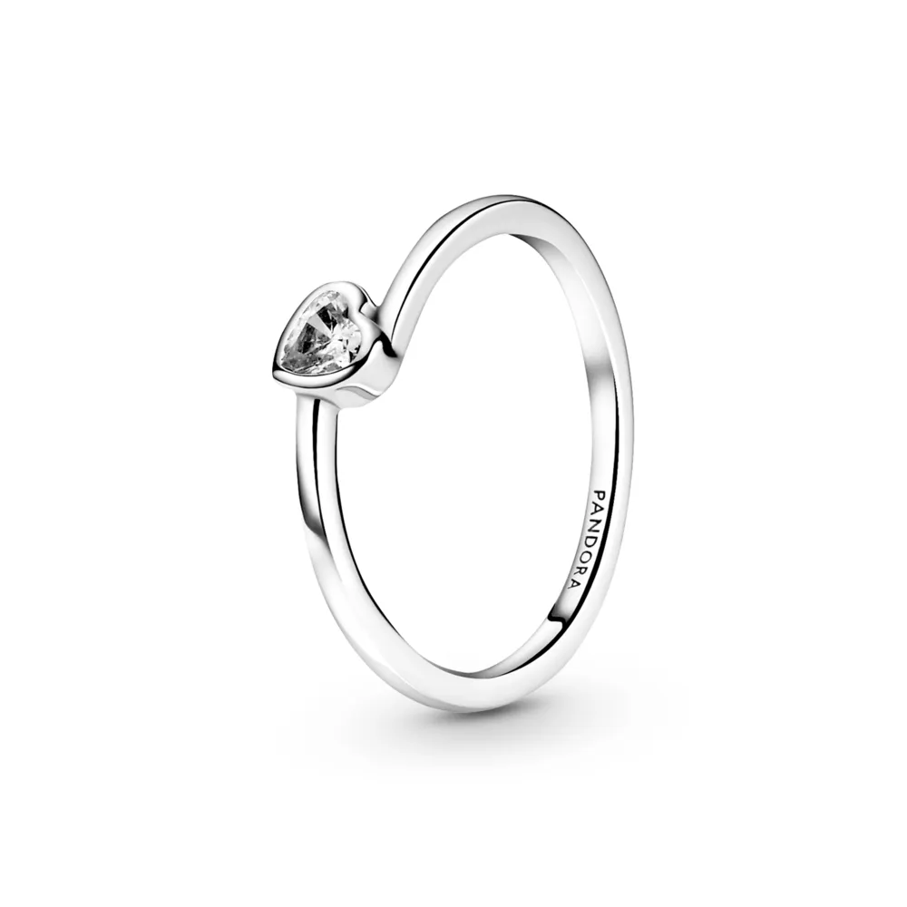 PANDORA Silver Heart sterling silver ring with clear cubic zirconia