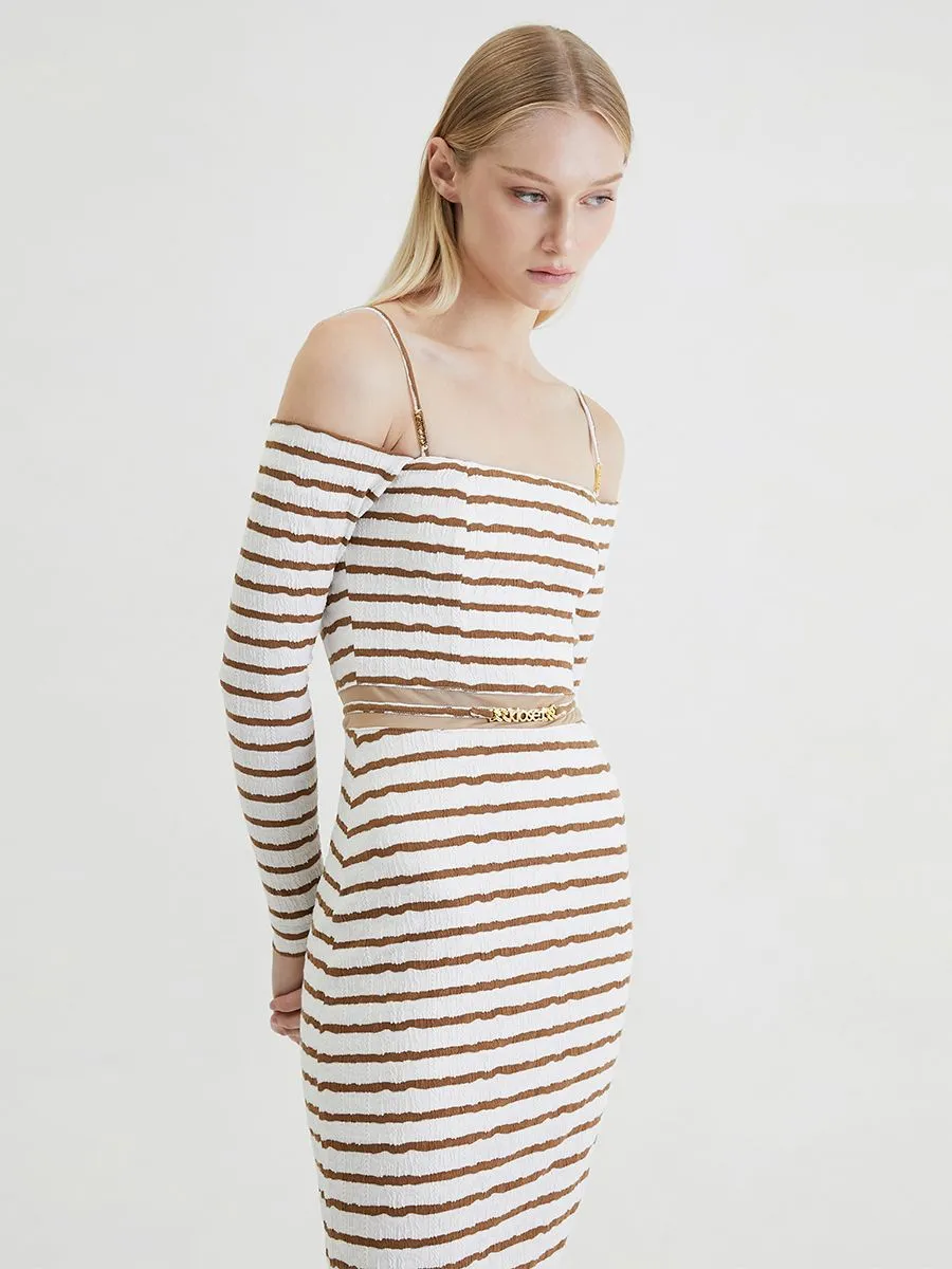 KLOSET (RS24)Knit Off-Shoulder Dress White