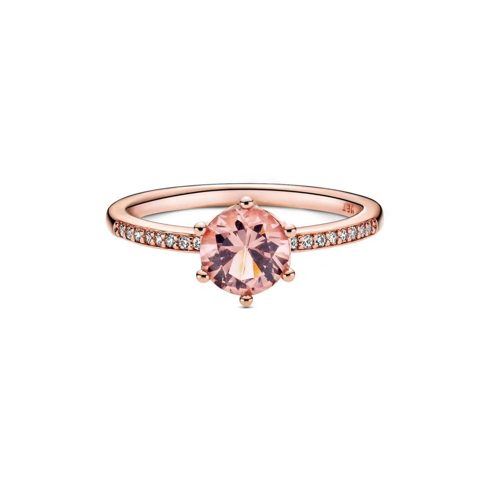 PANDORA Bronze Pink Sparkling Crown Solitaire Ring no.50