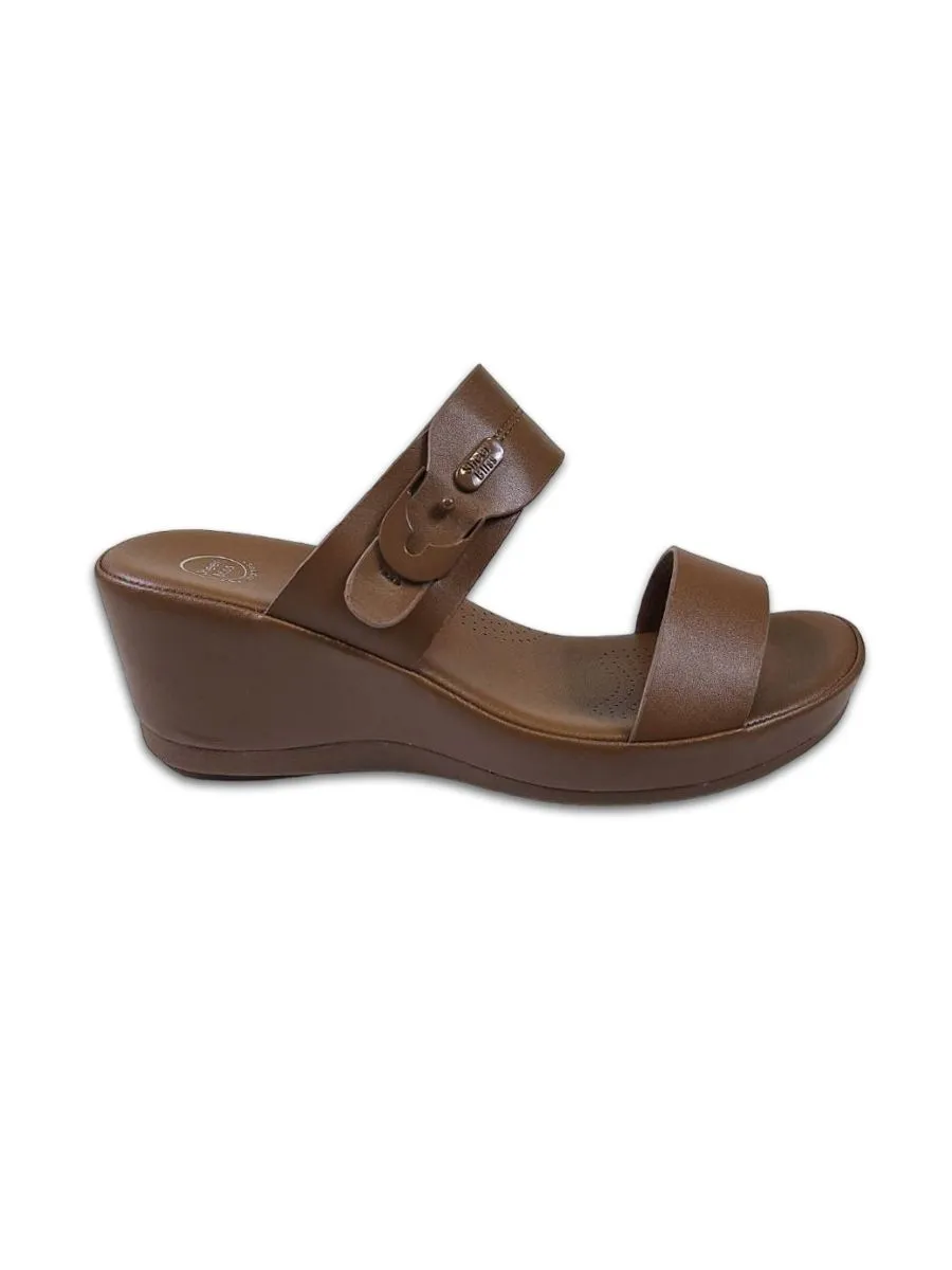 THAMES Women Heel Slippers Brown