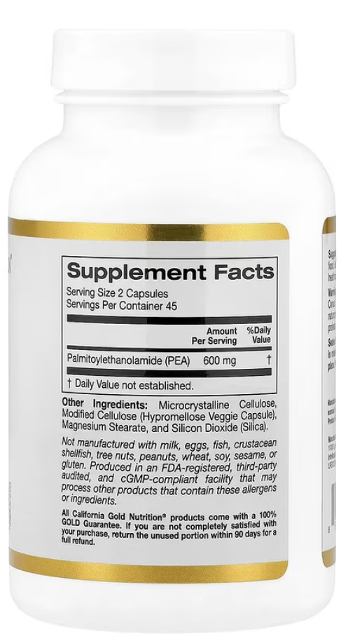 Lake Avenue Nutrition, ПЭА (пальмитоилэтаноламид), 90 вегетарианских капсул