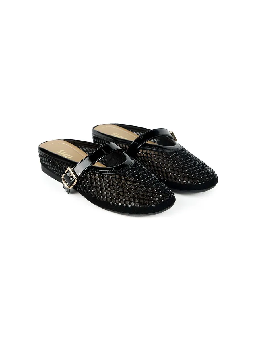 SHU WOMEN  DGB MARY JANE FLATS - BLACK