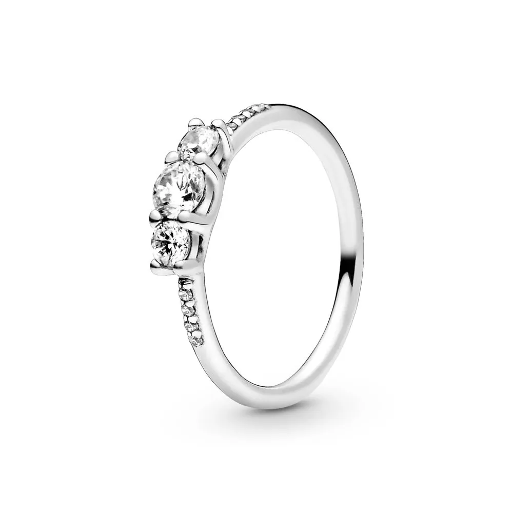 PANDORA Silver Clear Three-Stone Ring no.54