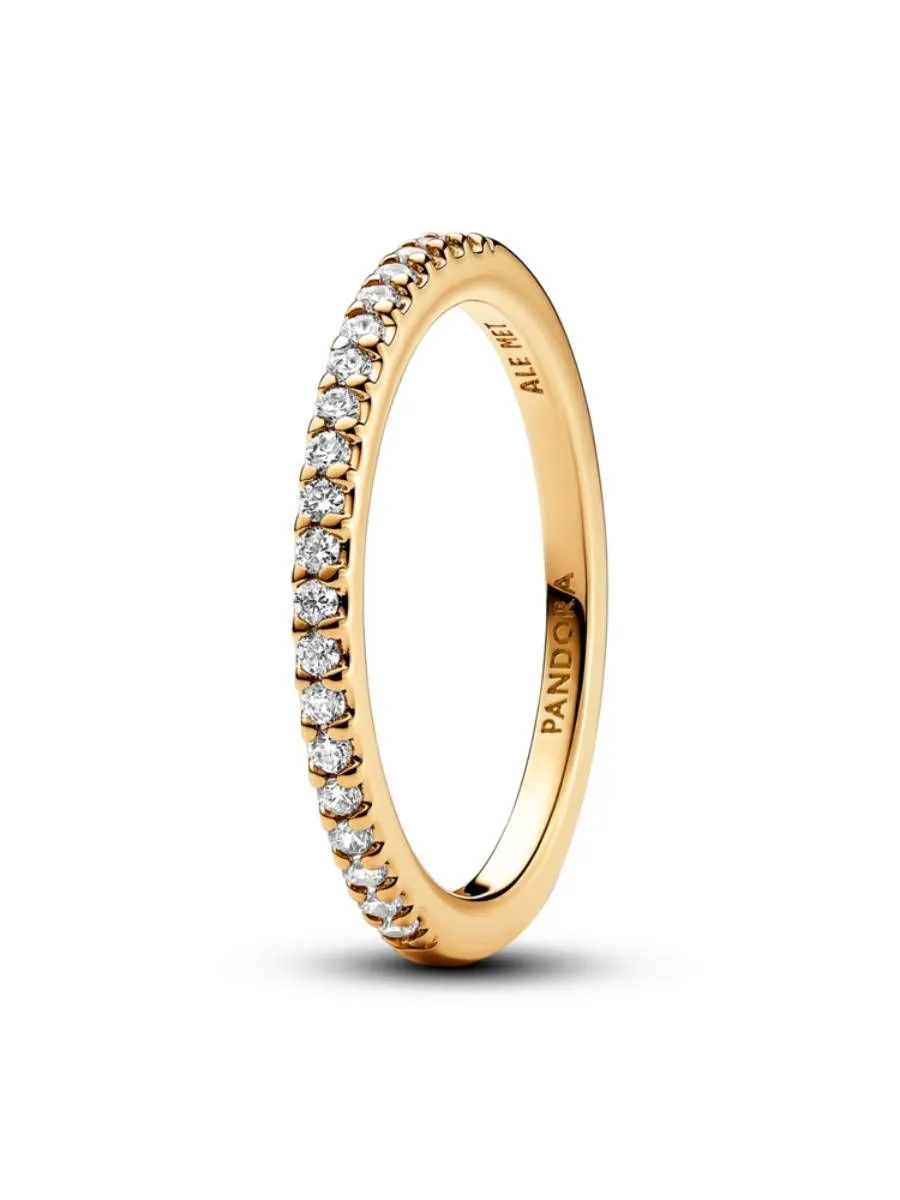 PANDORA Gold 14k Gold-plated ring with clear cubic zirconia