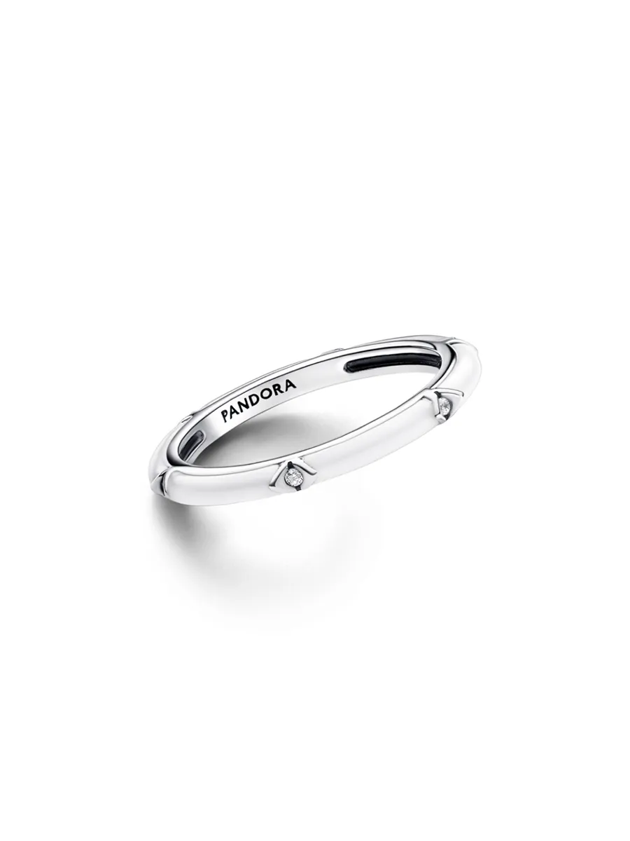 PANDORA Pandora  Sterling silver ring with clear cubic zirconia and white enamel