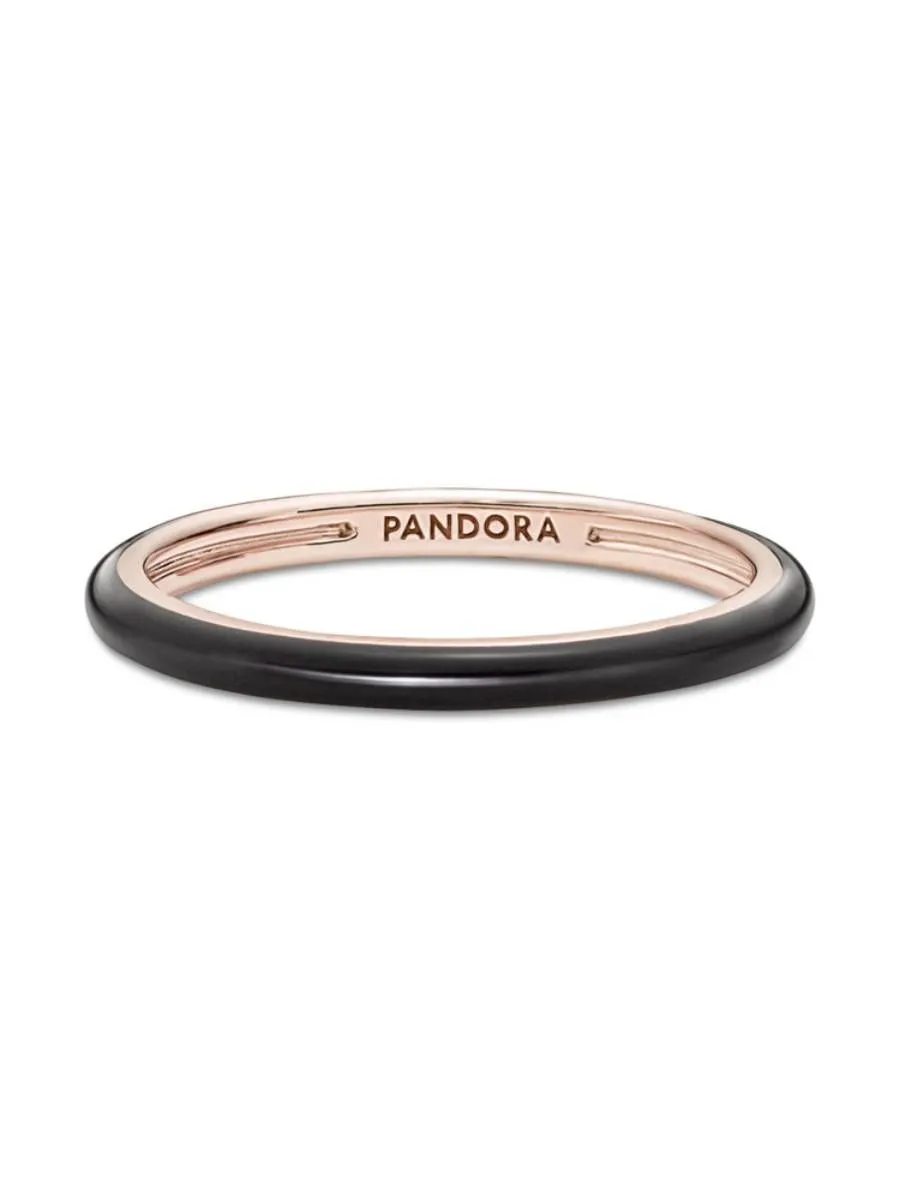 PANDORA Ring Rose Gold-Plated Ring with Black Enamel