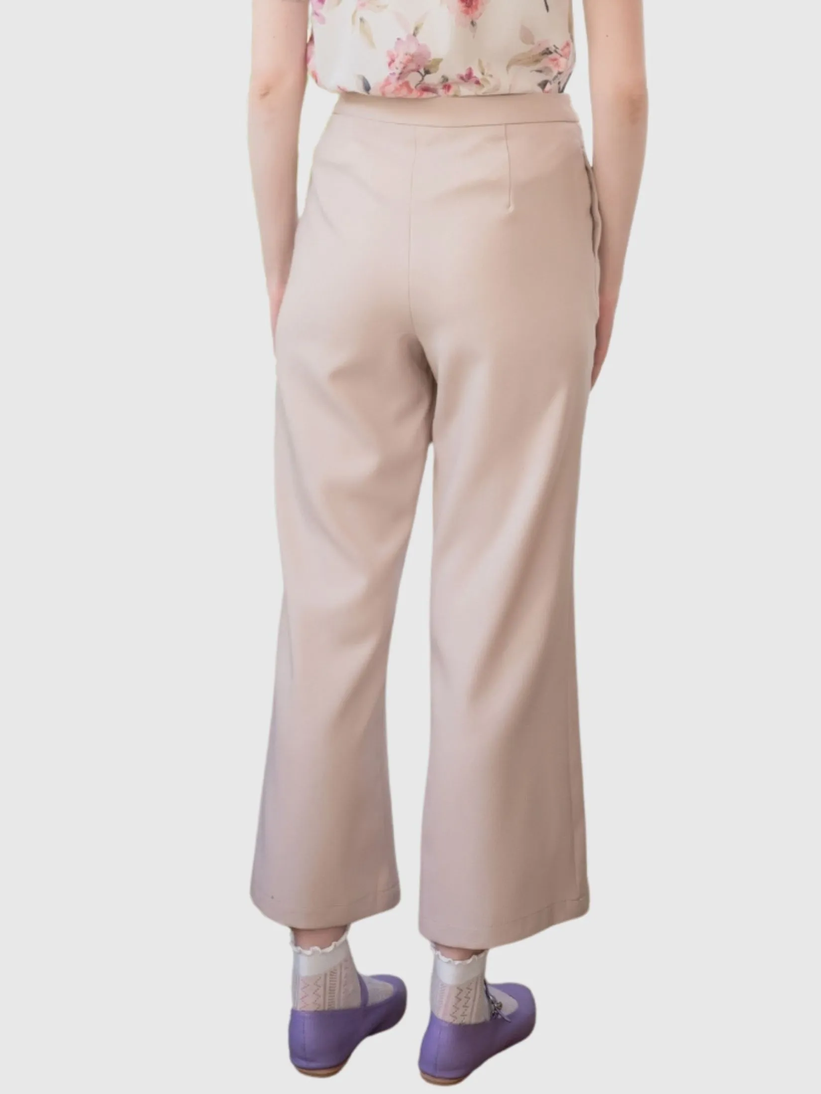 AMILA Women Pants Trousers Moss Crepe Khaki