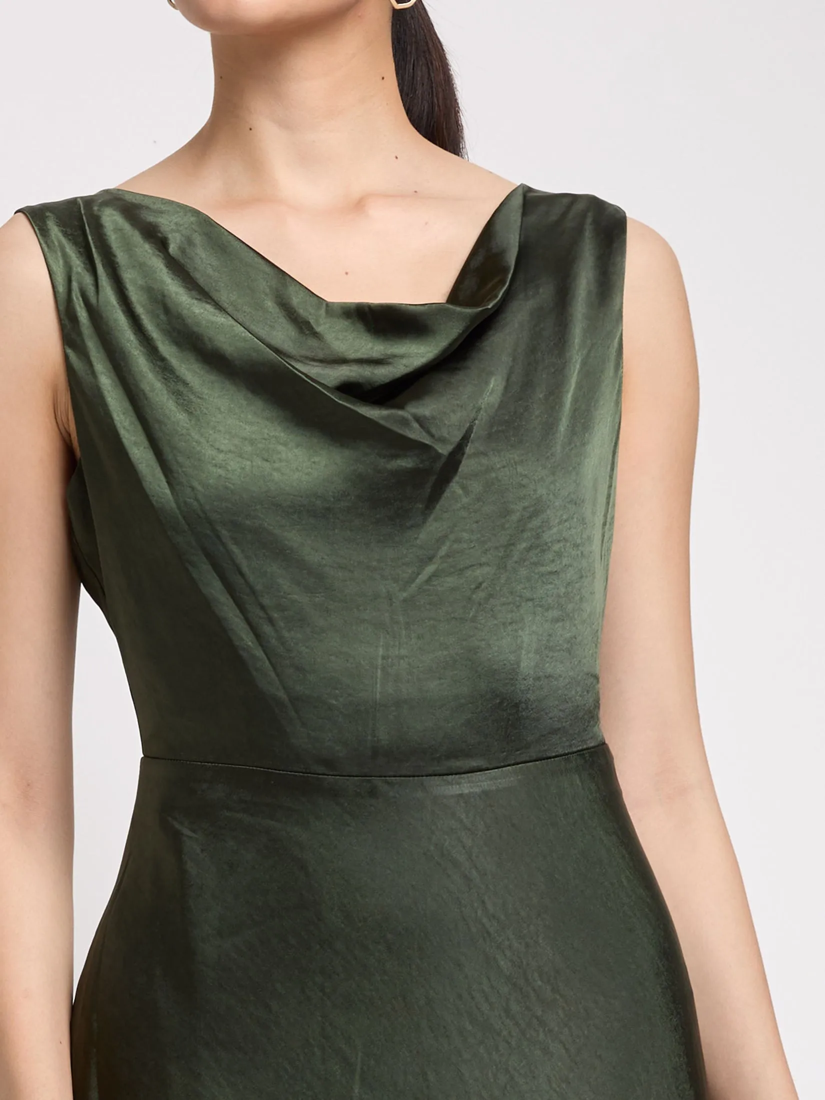EXPRESSIONS EVENING Women Dress Sleeveless Cowl Neck Satin Maxi