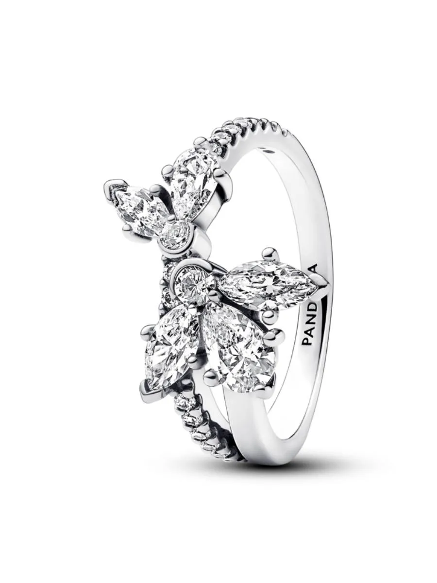 PANDORA Silver Herbarium cluster sterling silver ring with clear cubic zirconia