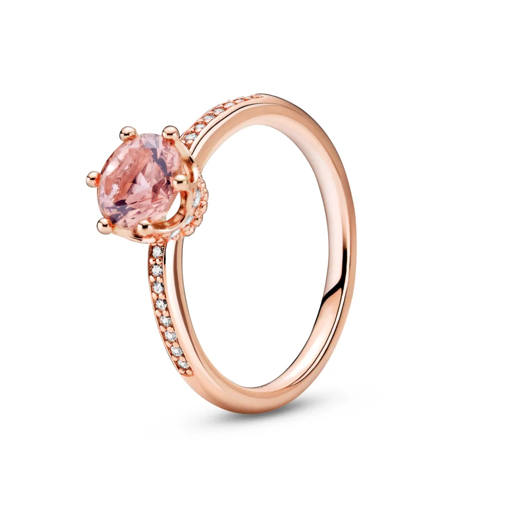 PANDORA Bronze Pink Sparkling Crown Solitaire Ring