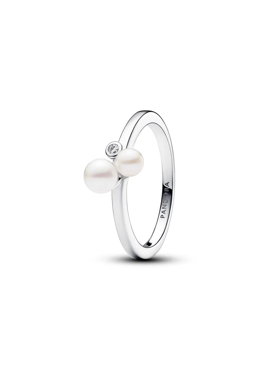 PANDORA Silver Sterling Duo Treated Freshwater Cultured Pearls Ring