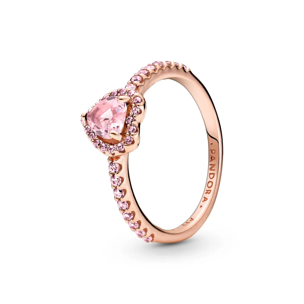 PANDORA Pink Heart 14k rose gold-plated ring with orchid pink crystal and fancy fairy tale pink cubic zirconia